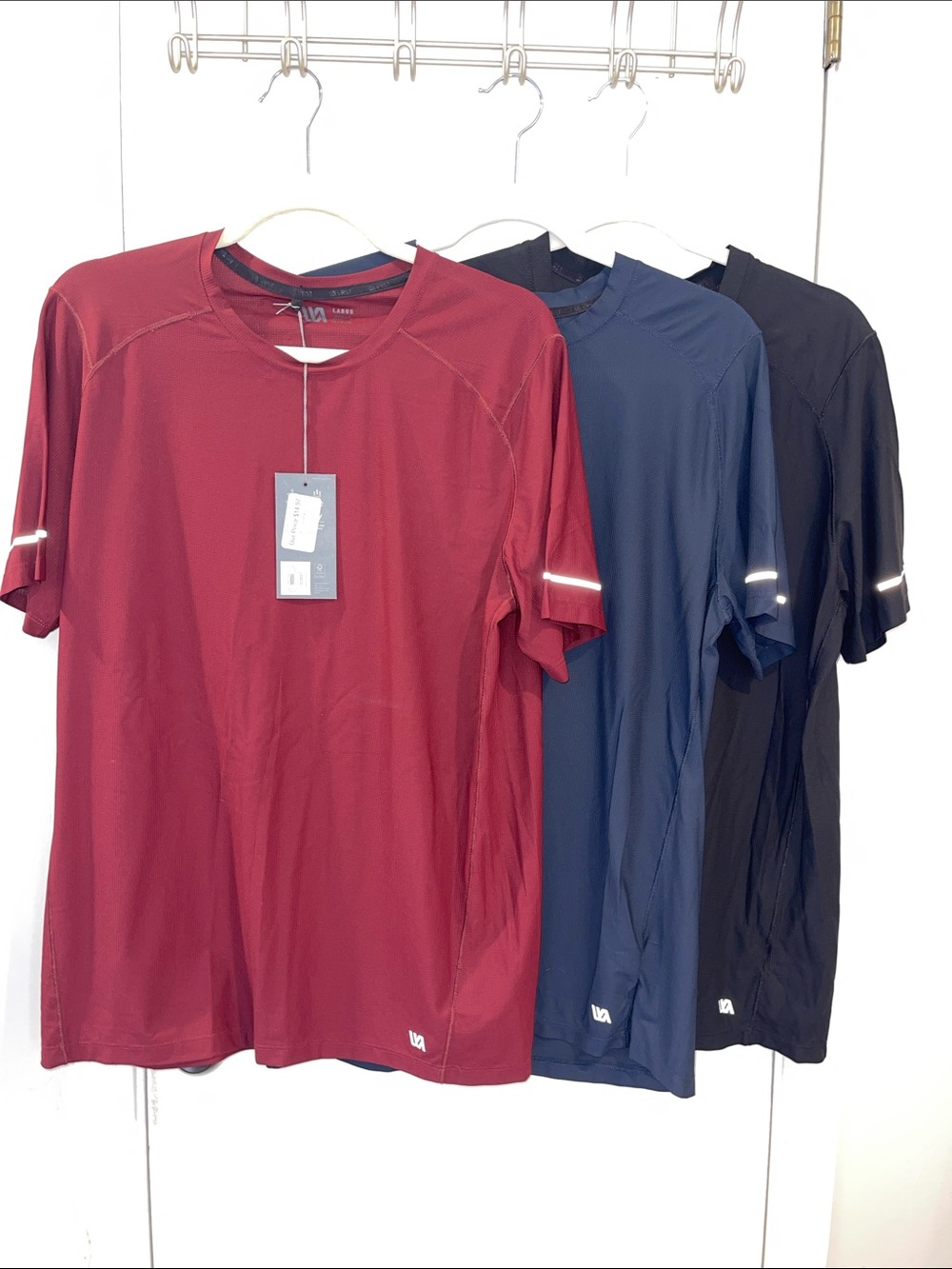 Set of 3 Men’s Short Sleeve Performance Tees - Red, Navy, Black